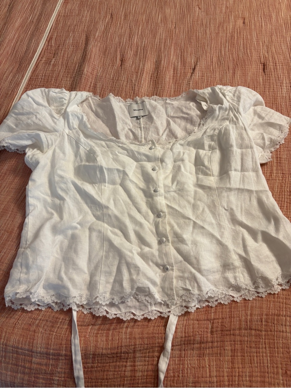 Reformation Annabella White Linen Top - Picture 4 of 6